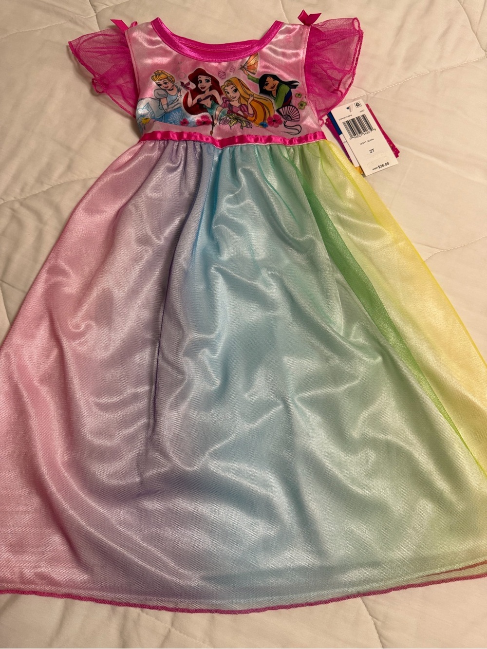Disney Princess Pastel Rainbow Nightgown with Pink Accents